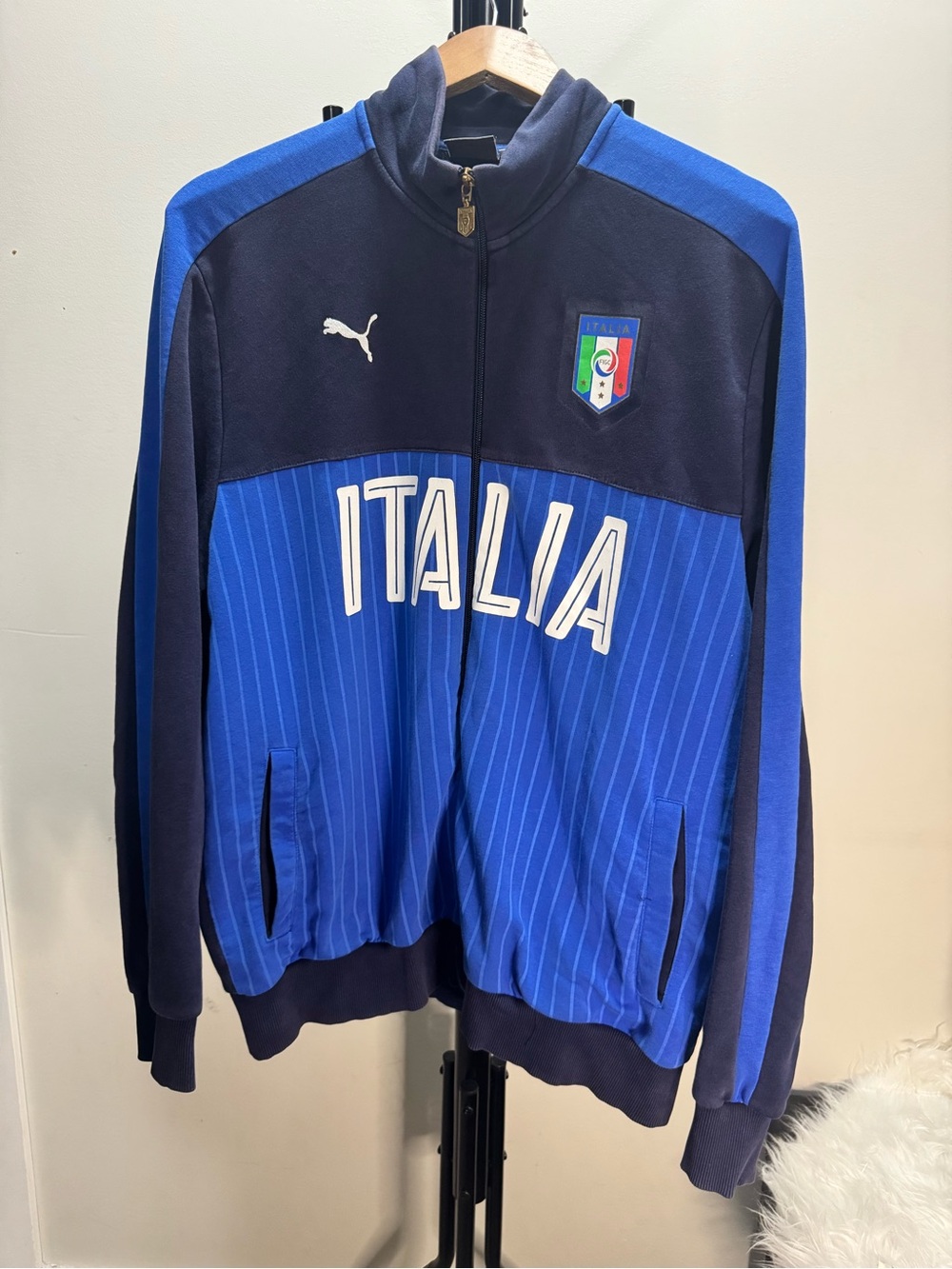 Vintage Y2K Puma Blue & Navy Italia Track Jacket FIGC Cup soccer mens XL